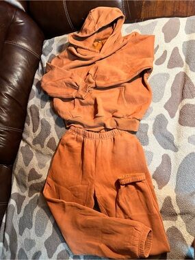 Rust Orange Cozy Hoodie & Jogger Set